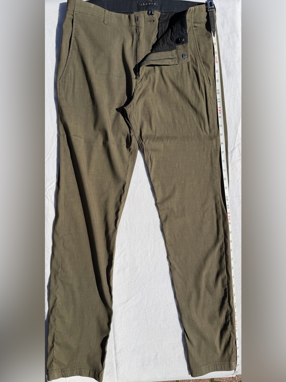 Theory - Linen Pants - Olive Green